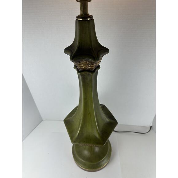 Lovely Mid Century Royal Haeger Table Lamp Orig. Finial & Gold Label Green VTG - Picture 9 of 12
